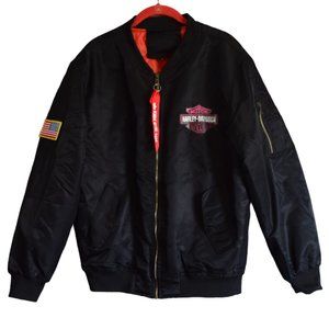 HARLEY-DAVIDSON Black Orange  Unisex Flight Bomber Jacket Men Women Bike…